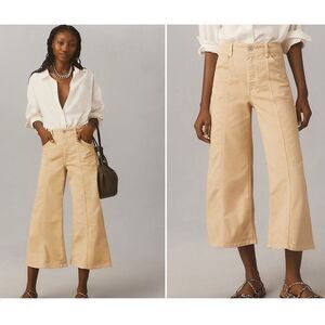 Maeve by Anthropologie The Delaney Crop Clean-Seamed High-Rise Wide-Leg Jeans by
